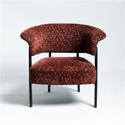Single Brick Red Lounge Kursi karo Metal Frame